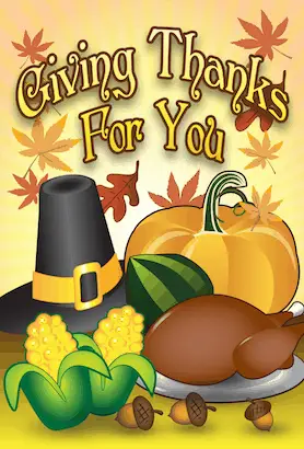 Giving Thanks Pilgrim Hat Card