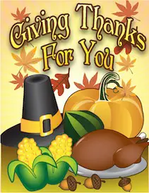 Giving Thanks Pilgrim Hat Card Small