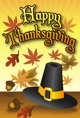 Happy Thanksgiving Pilgrim Hat Card