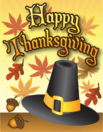 Happy Thanksgiving Pilgrim Hat Card Small
