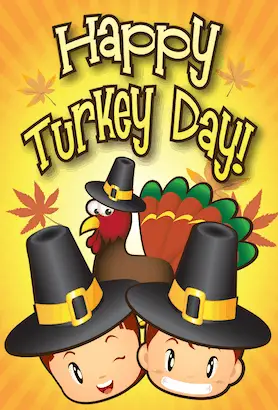 Happy Thanksgiving Pilgrim Kids Card