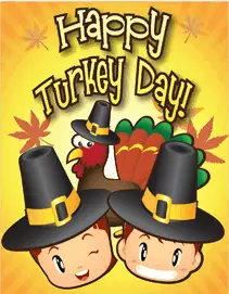 Happy Thanksgiving Pilgrim Kids Card Small