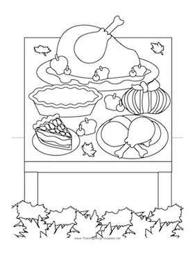 Thanksgiving Dinner Coloring Page