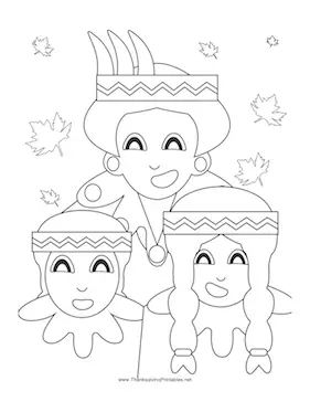 Thanksgiving Indians Coloring Page