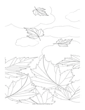 Thanksgiving Leaves Falling2 Coloring Page