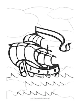 Thanksgiving Mayflower2 Coloring Page