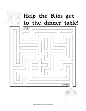 Thanksgiving Maze Kids Dinner