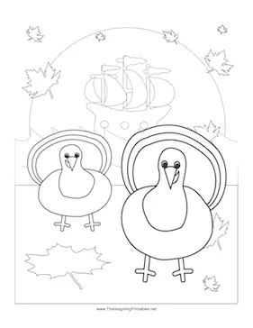 Thanksgiving Turkeys Coloring Page